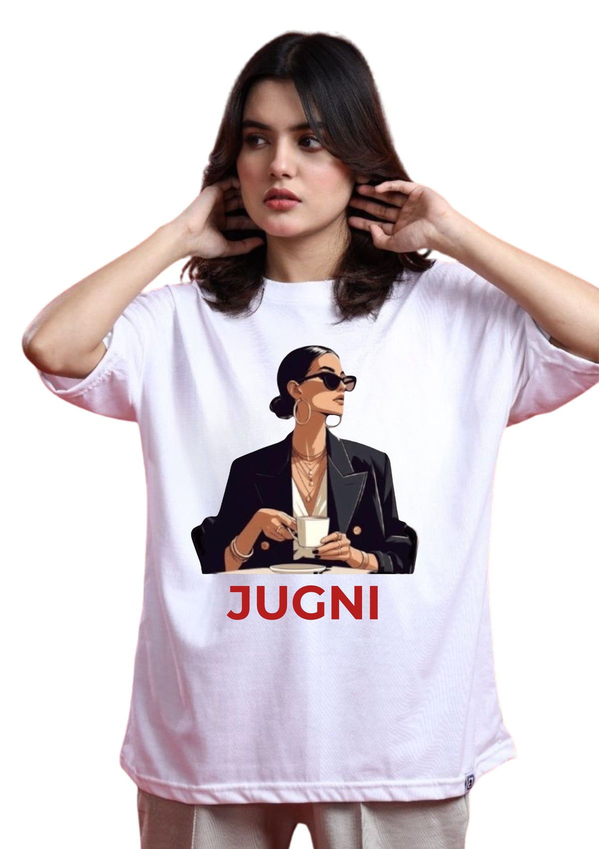 Premium Jugni Fashion Graphic Oversized T-Shirt for Women | 100% Cotton | 220 GSM | Tee Firm
