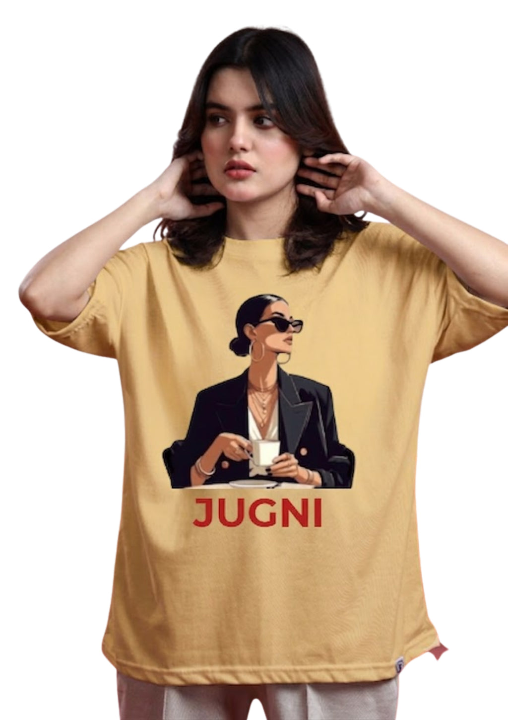Premium Jugni Fashion Graphic Oversized T-Shirt for Women | 100% Cotton | 220 GSM | Tee Firm