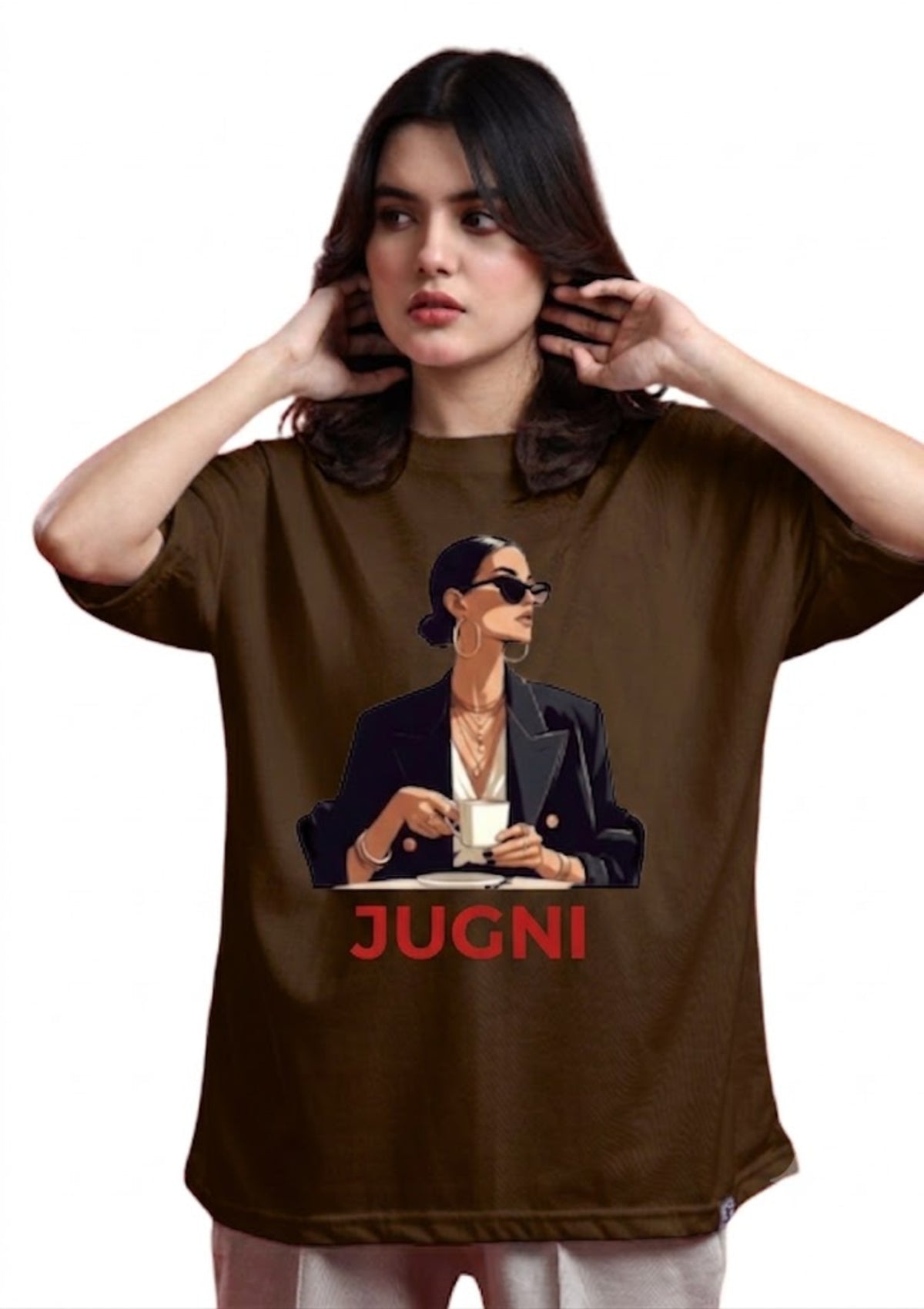 Premium Jugni Fashion Graphic Oversized T-Shirt for Women | 100% Cotton | 220 GSM | Tee Firm