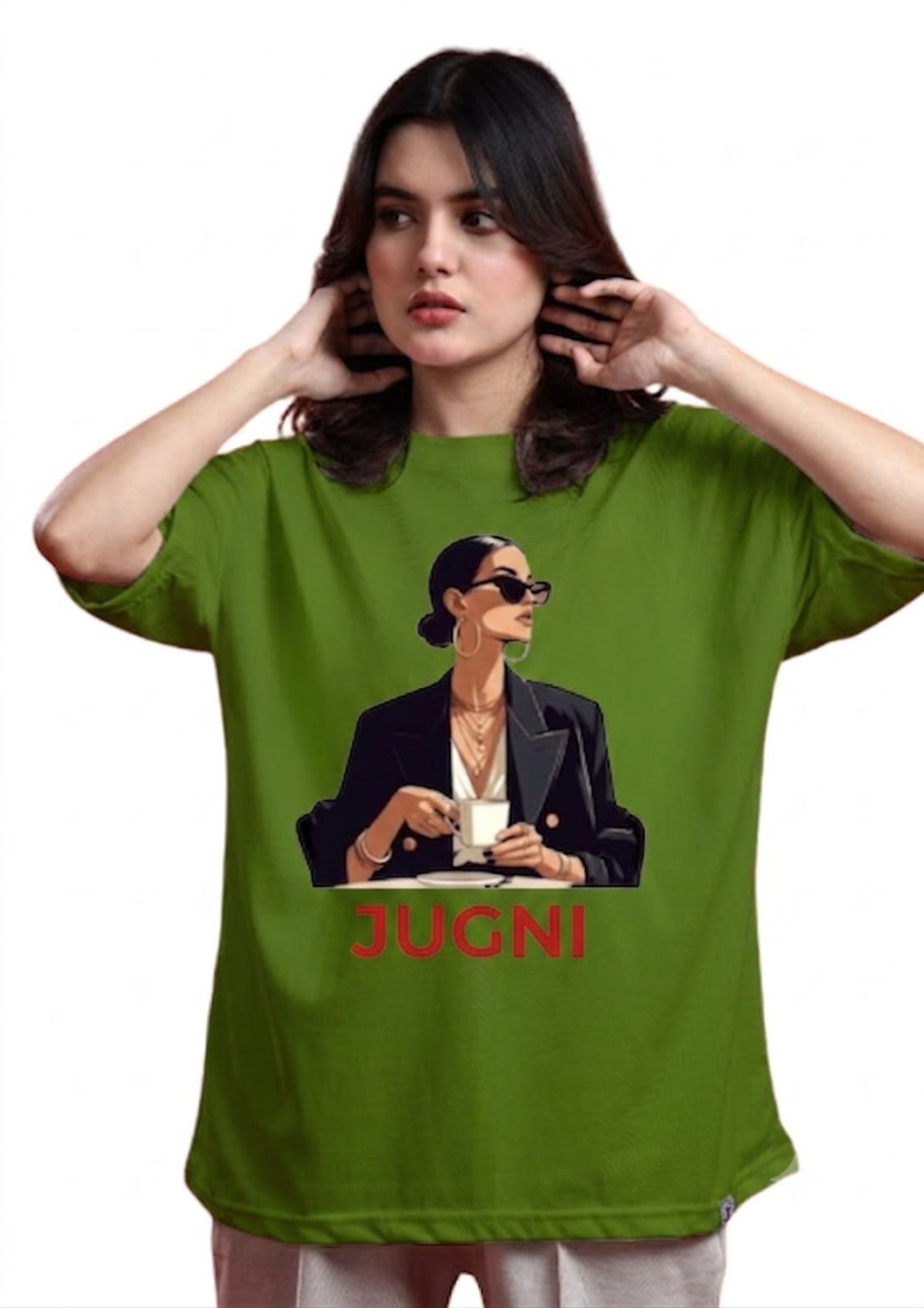 Premium Jugni Fashion Graphic Oversized T-Shirt for Women | 100% Cotton | 220 GSM | Tee Firm