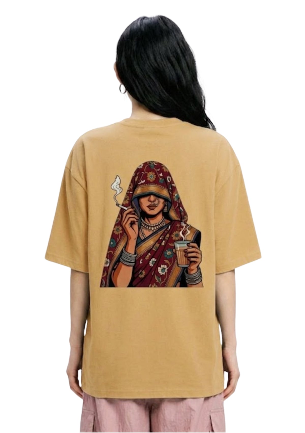 Desi Queen Back Print Oversized T-Shirt for Women | 100% Cotton | 220 GSM | Tee Firm