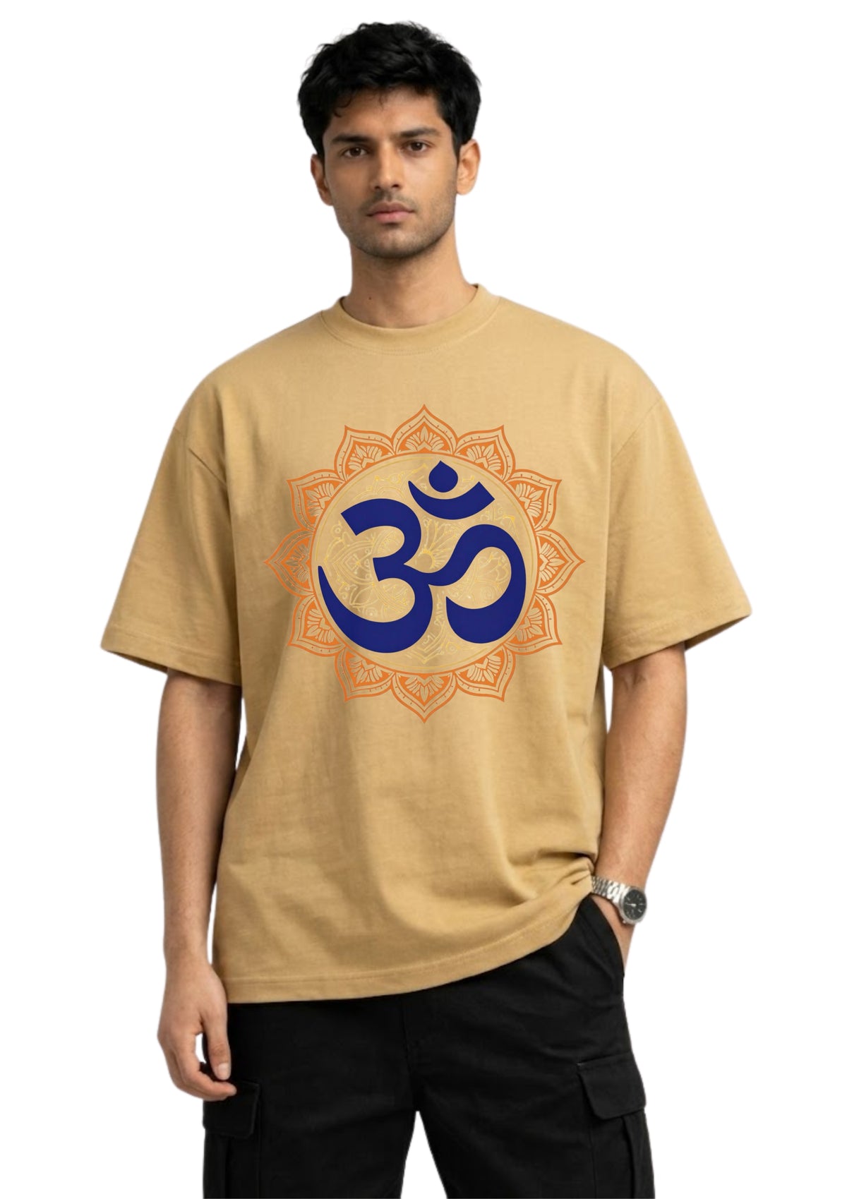 Premium Om Graphic Oversized T-Shirt for Men | 100% Cotton | 220 GSM | Tee Firm