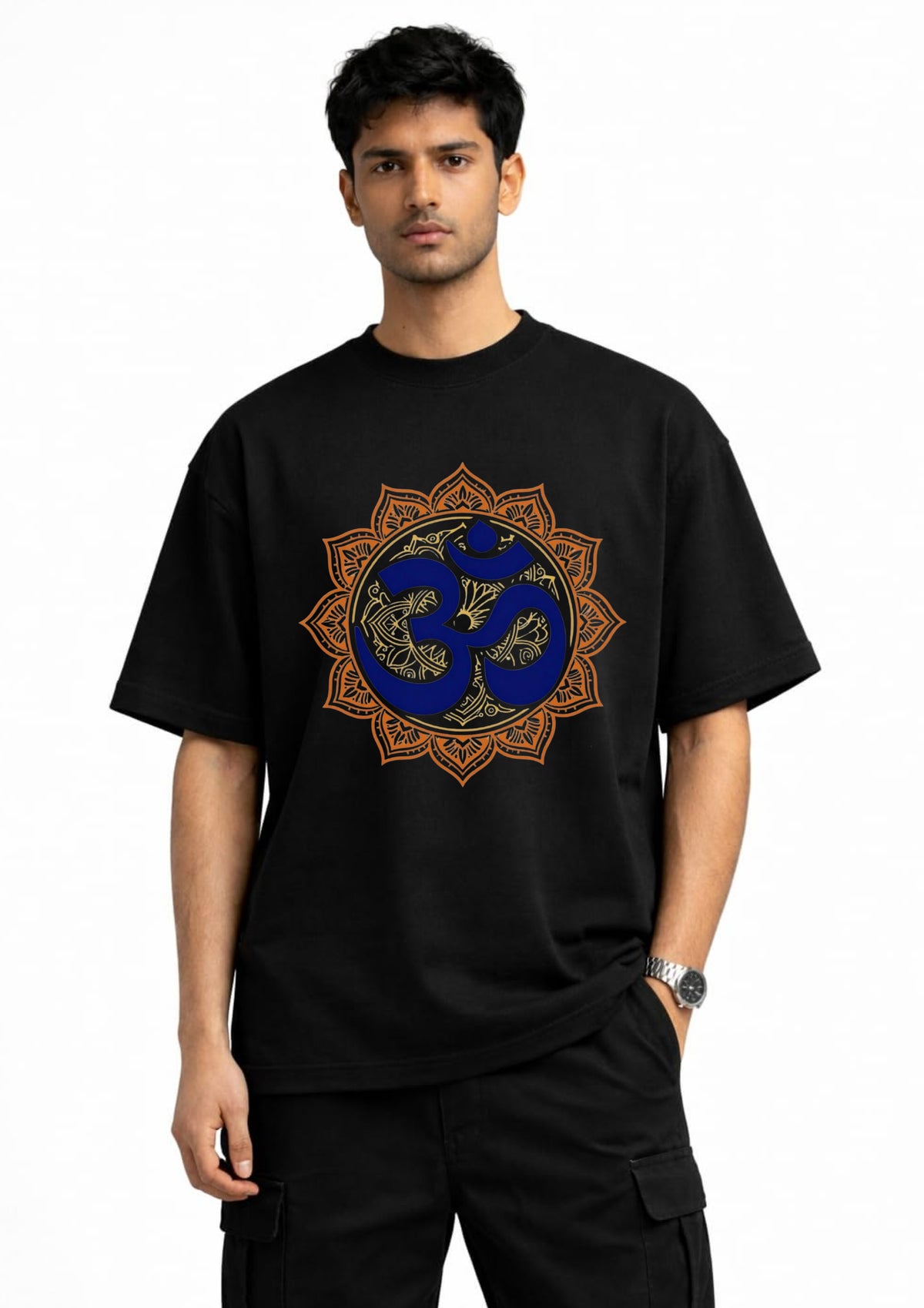 Premium Om Graphic Oversized T-Shirt for Men | 100% Cotton | 220 GSM | Tee Firm