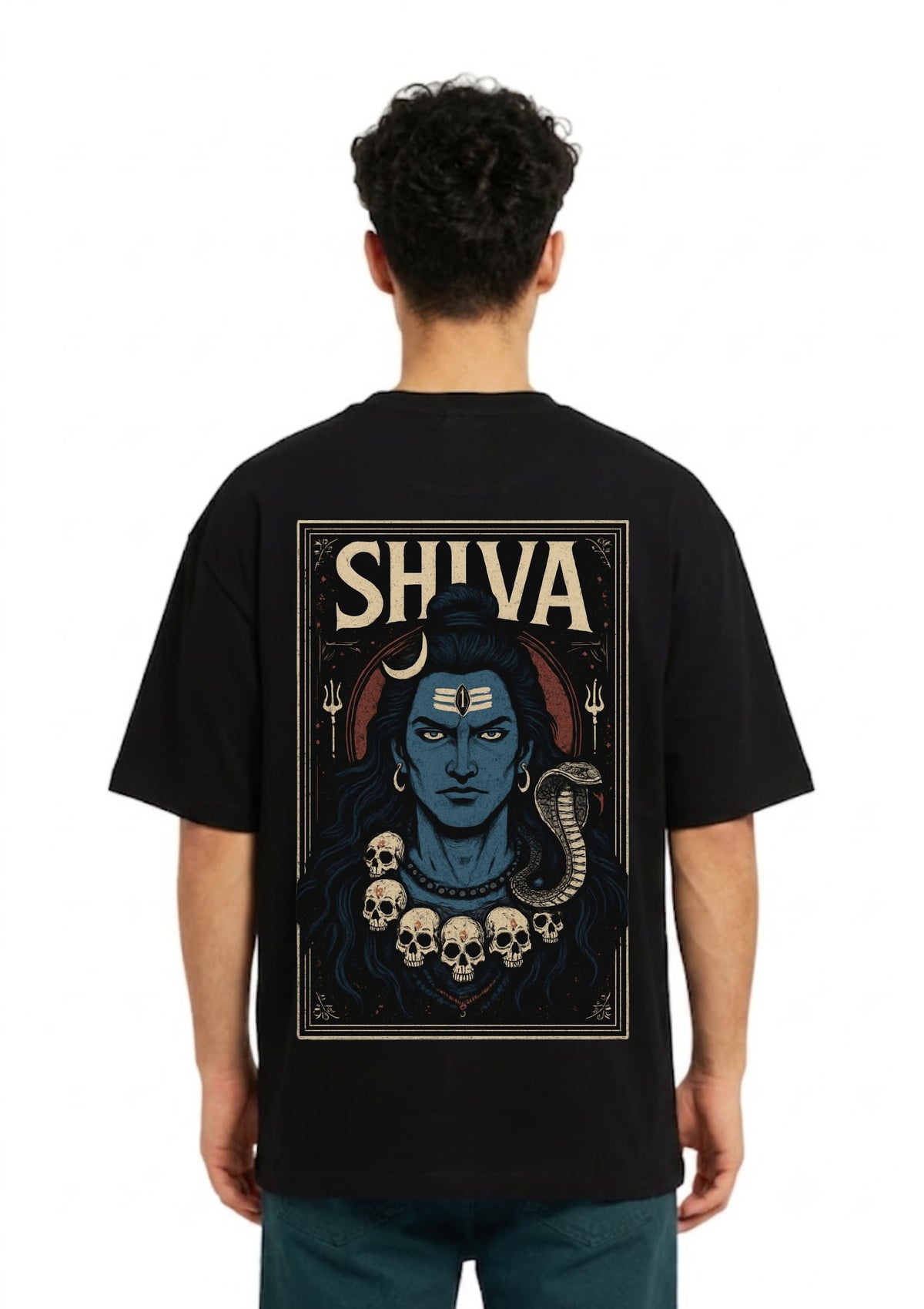 Lord Shiva Vintage Graphic Oversized T-Shirt for Men | 100% Cotton | 220 GSM | Tee Firm