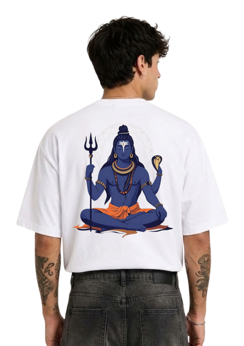 Premium Mahadev Back Print Oversized T-Shirt for Men | 100% Cotton | 220 GSM | Tee Firm