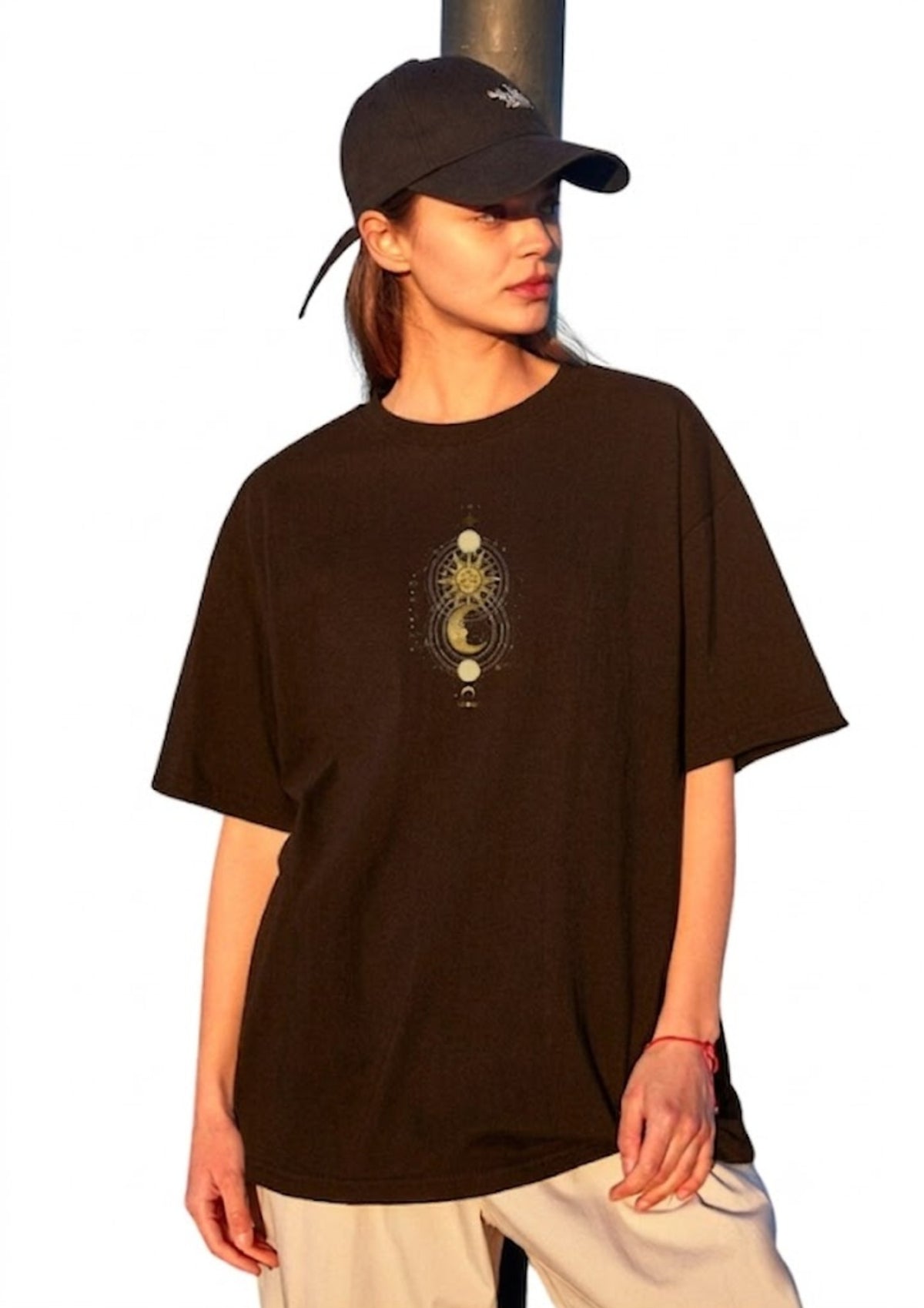 Celestial Sun & Moon Graphic Oversized T-Shirt for Women | 100% Cotton | 220 GSM | Tee Firm