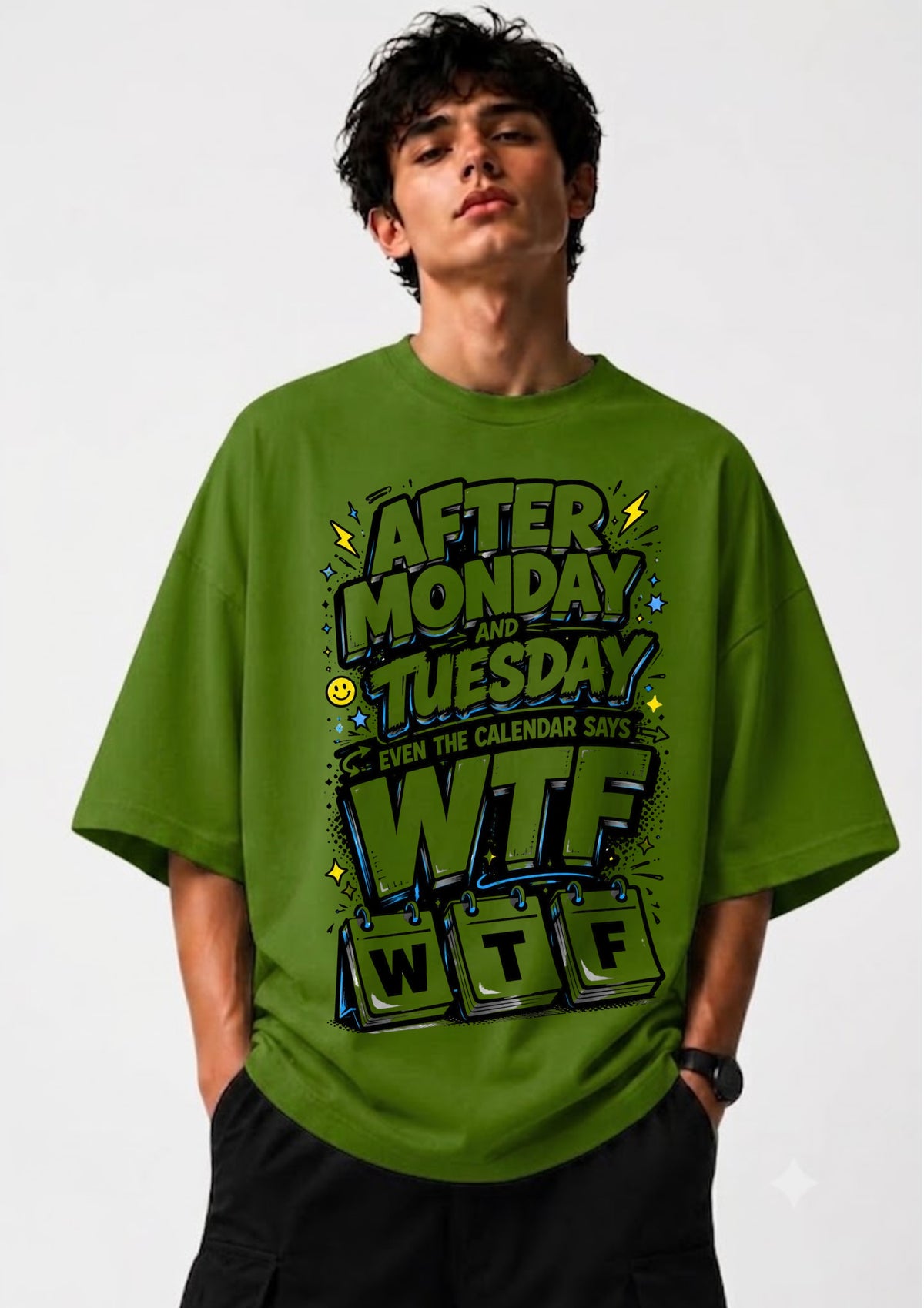 WTF Quote Graphic Oversized T-Shirt for Men | 100% Cotton | 220 GSM | Tee Firm