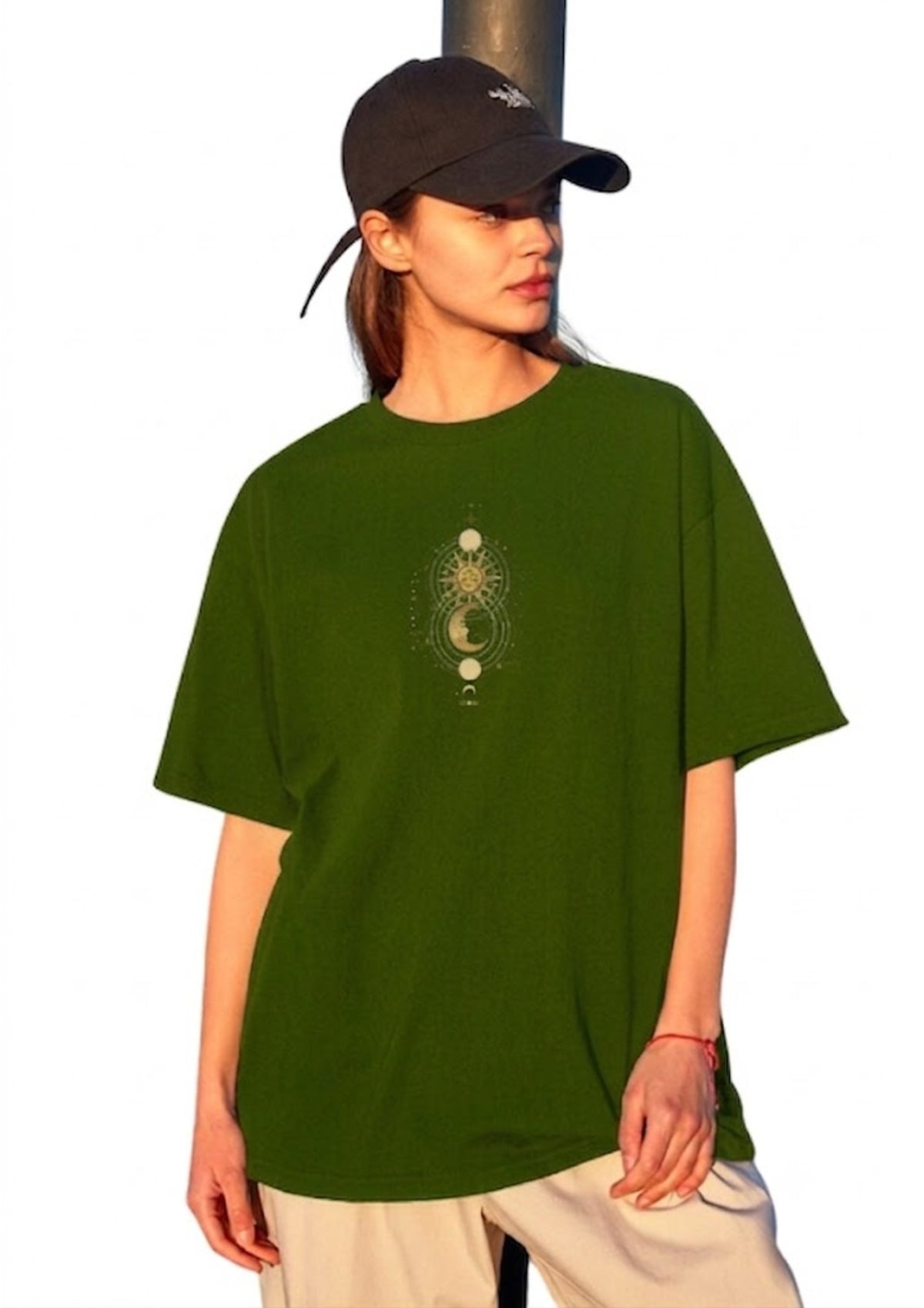 Celestial Sun & Moon Graphic Oversized T-Shirt for Women | 100% Cotton | 220 GSM | Tee Firm