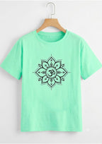 Om Mandala Graphic Regular Fit T-Shirt for Women | 100% Cotton | 180 GSM | Tee Firm