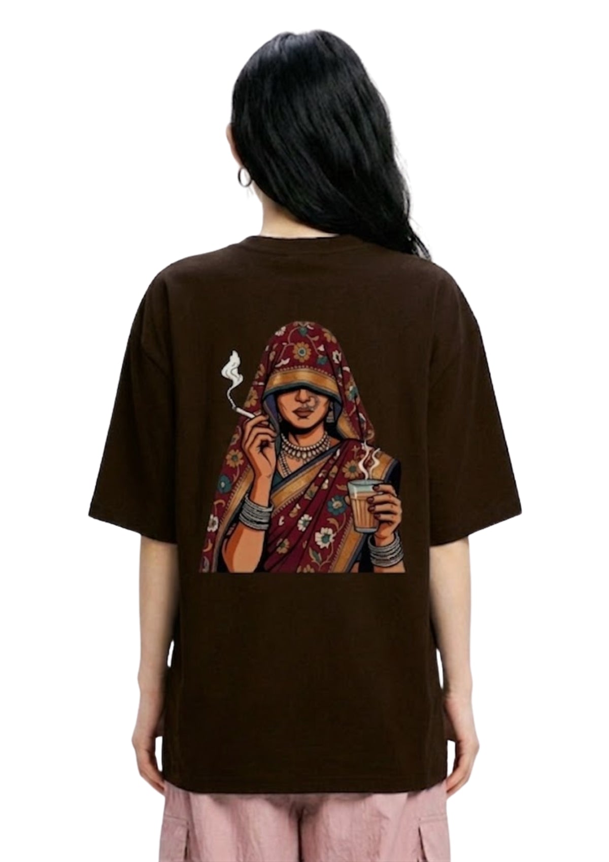 Desi Queen Back Print Oversized T-Shirt for Women | 100% Cotton | 220 GSM | Tee Firm