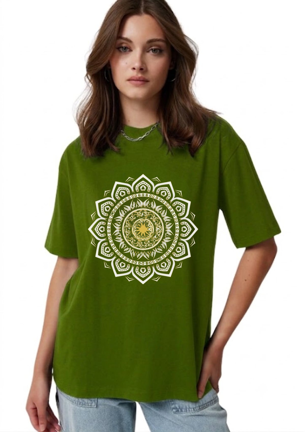 Mandala Graphic Oversized T-Shirt for Women | 100% Cotton | 220 GSM | Tee Firm