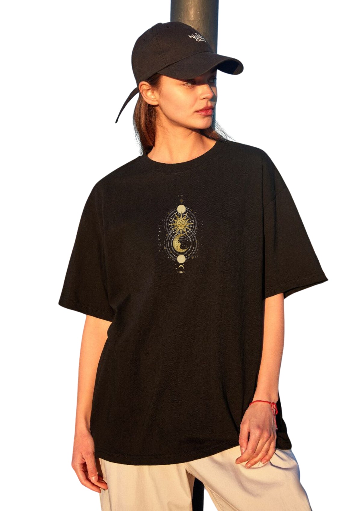 Celestial Sun & Moon Graphic Oversized T-Shirt for Women | 100% Cotton | 220 GSM | Tee Firm