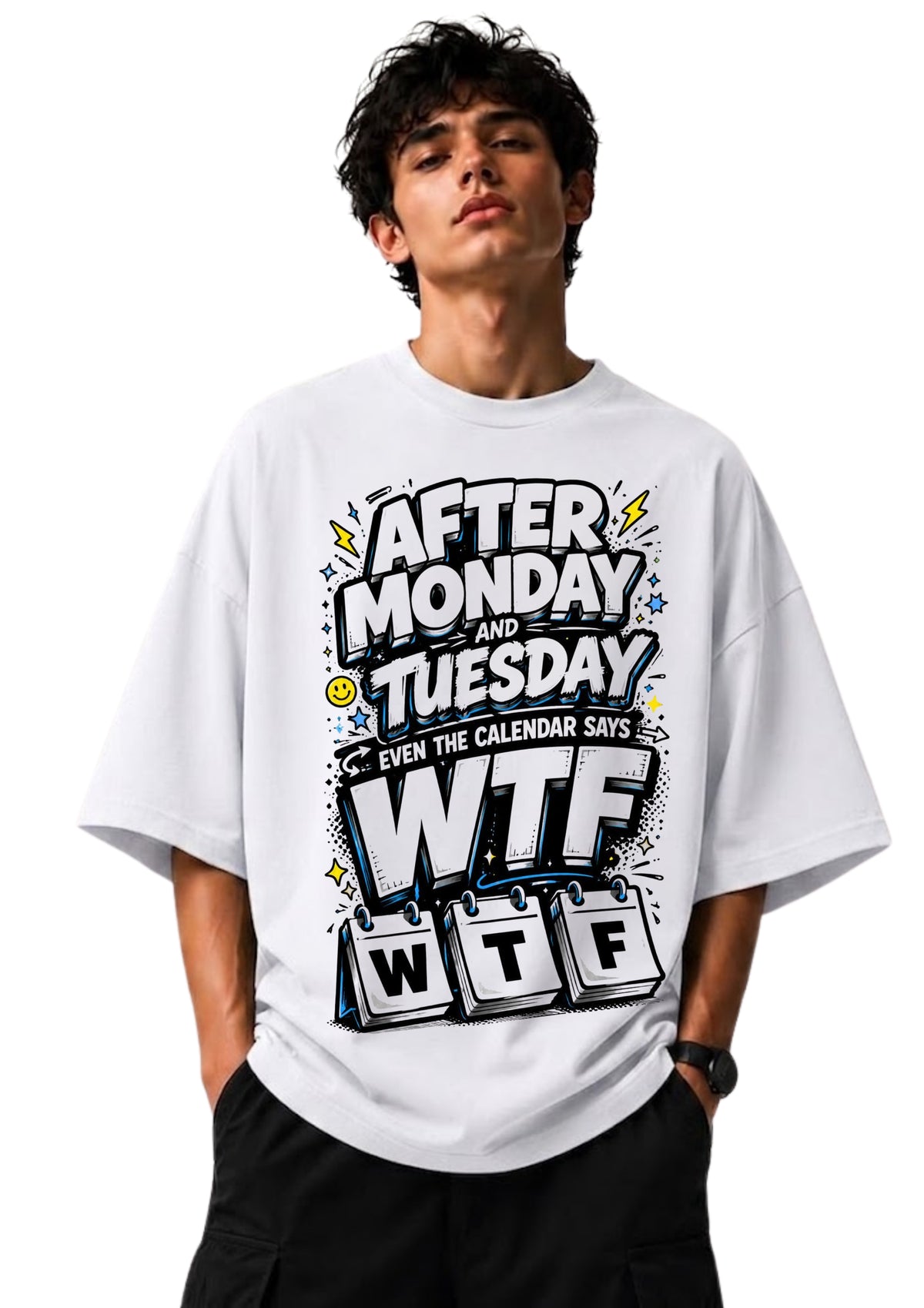 WTF Quote Graphic Oversized T-Shirt for Men | 100% Cotton | 220 GSM | Tee Firm