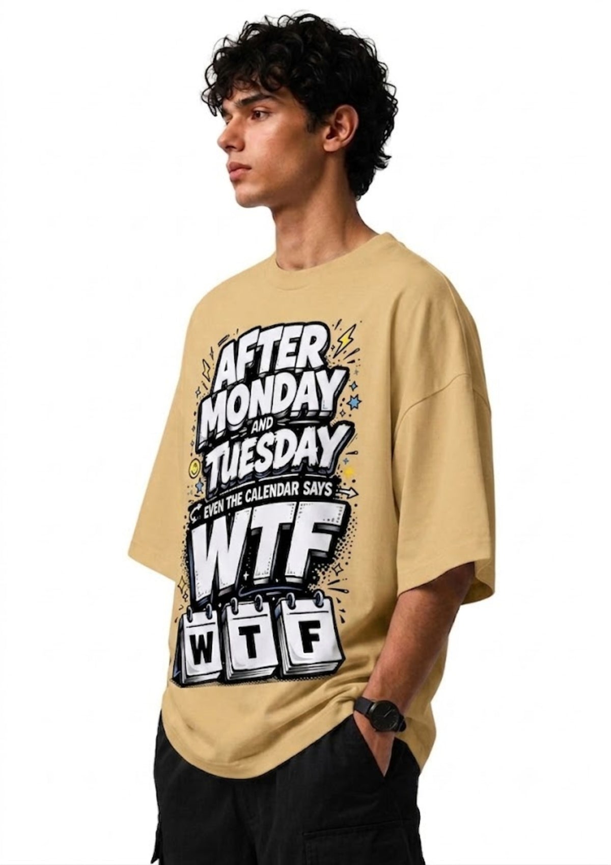 WTF Quote Graphic Oversized T-Shirt for Men | 100% Cotton | 220 GSM | Tee Firm