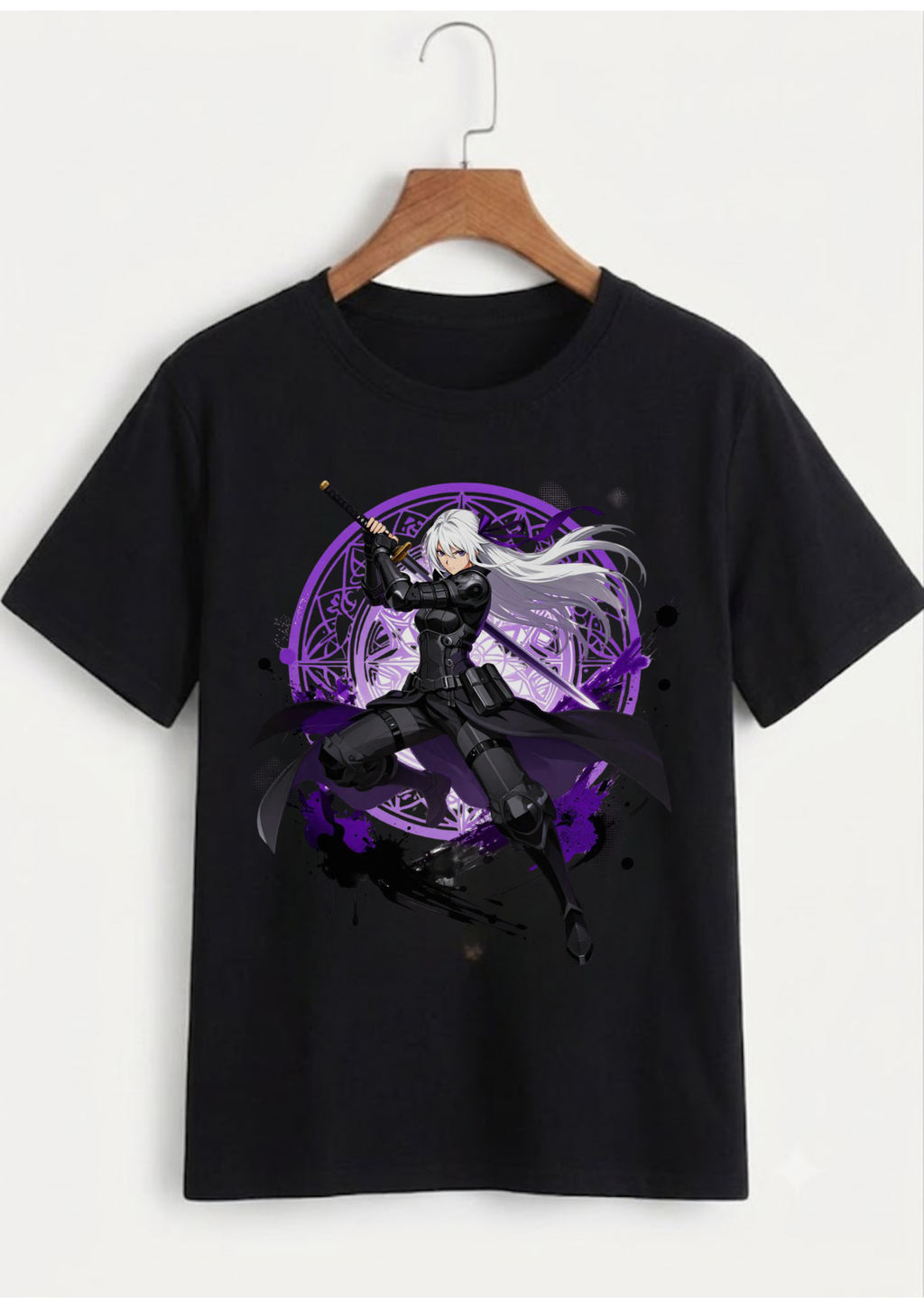 Anime Swordswoman Graphic Oversized T-Shirt for Men | 100% Cotton | 220 GSM | Tee Firm