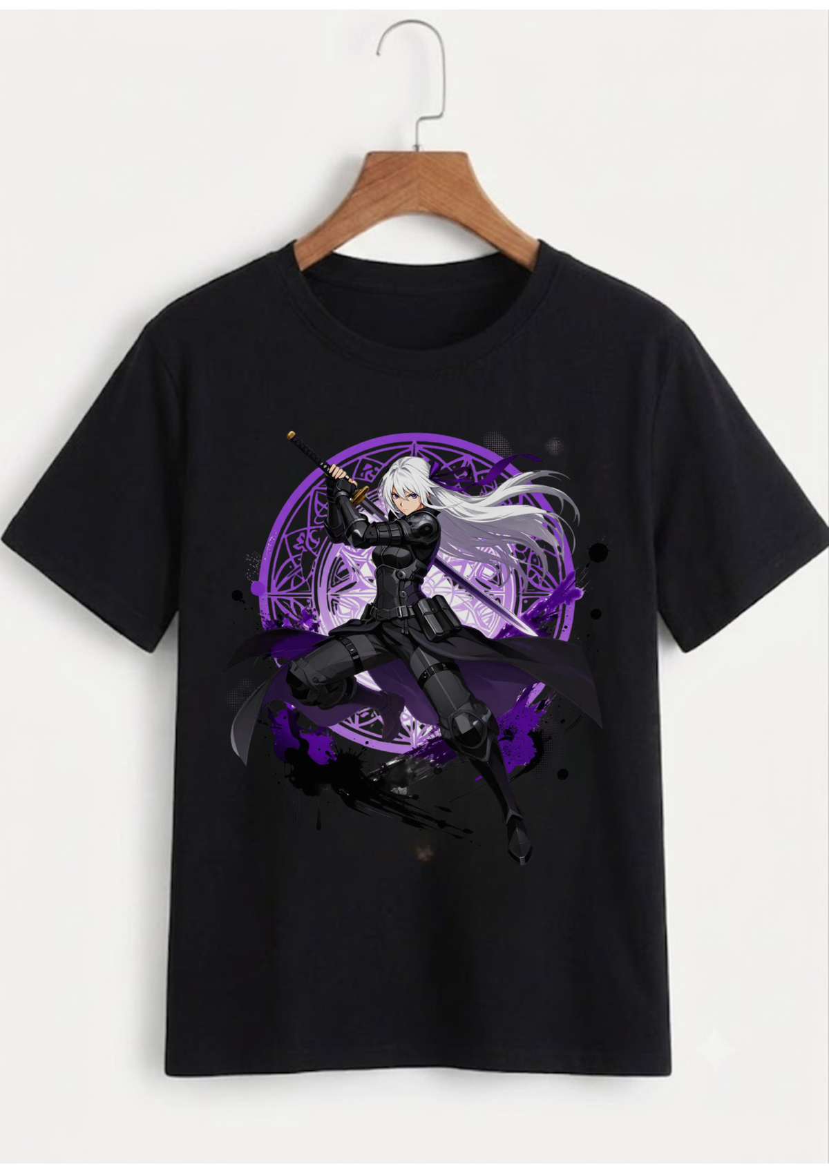 Anime Swordswoman Graphic Oversized T-Shirt for Men | 100% Cotton | 220 GSM | Tee Firm