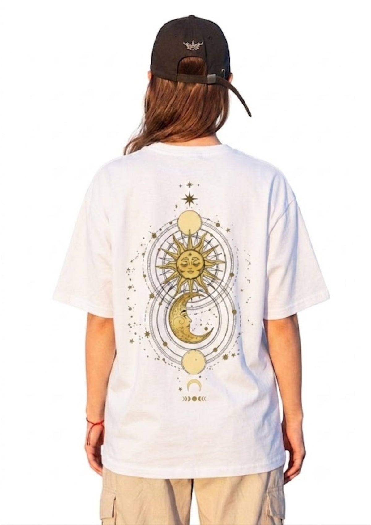 Celestial Sun & Moon Graphic Oversized T-Shirt for Women | 100% Cotton | 220 GSM | Tee Firm