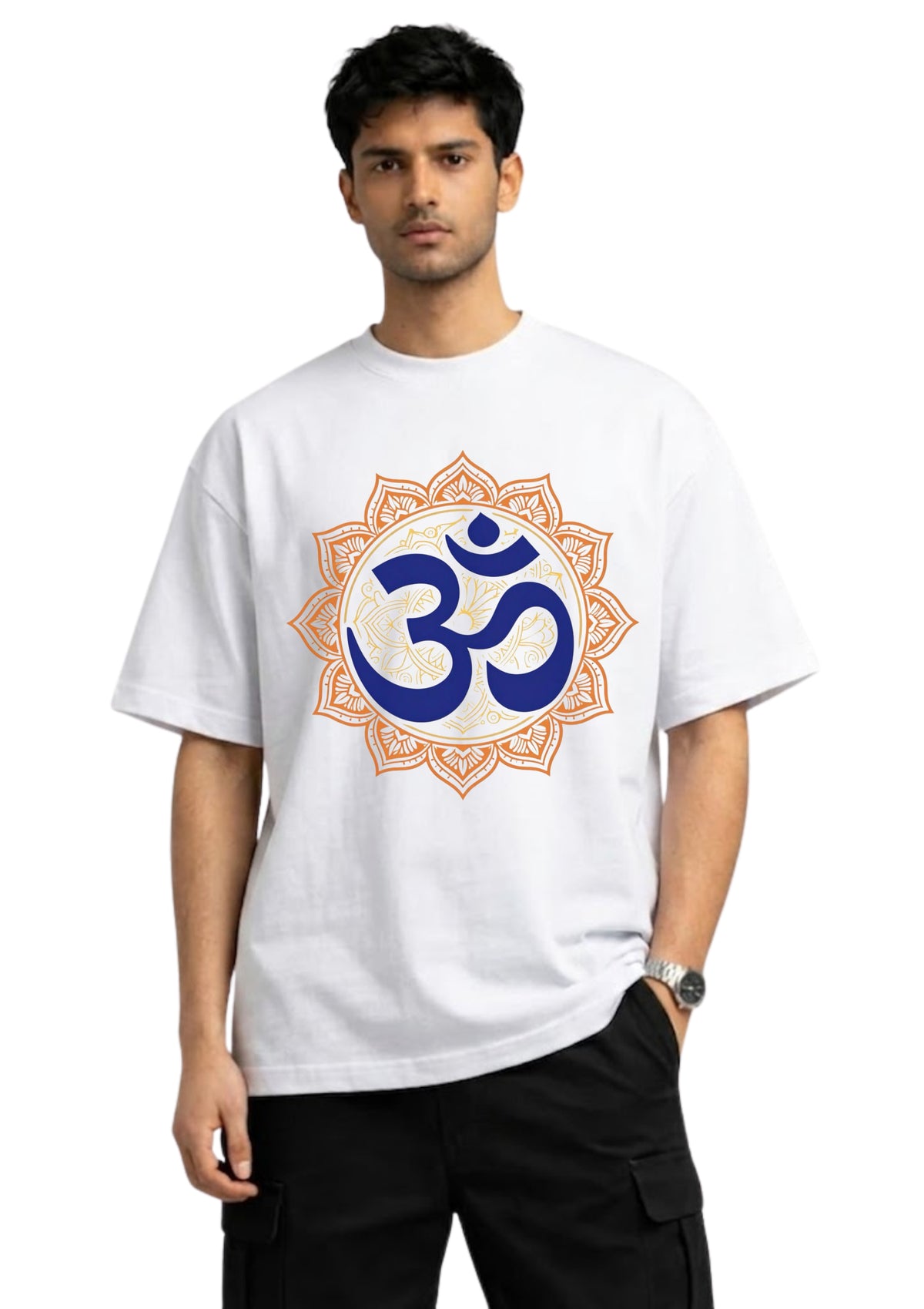 Premium Om Graphic Oversized T-Shirt for Men | 100% Cotton | 220 GSM | Tee Firm