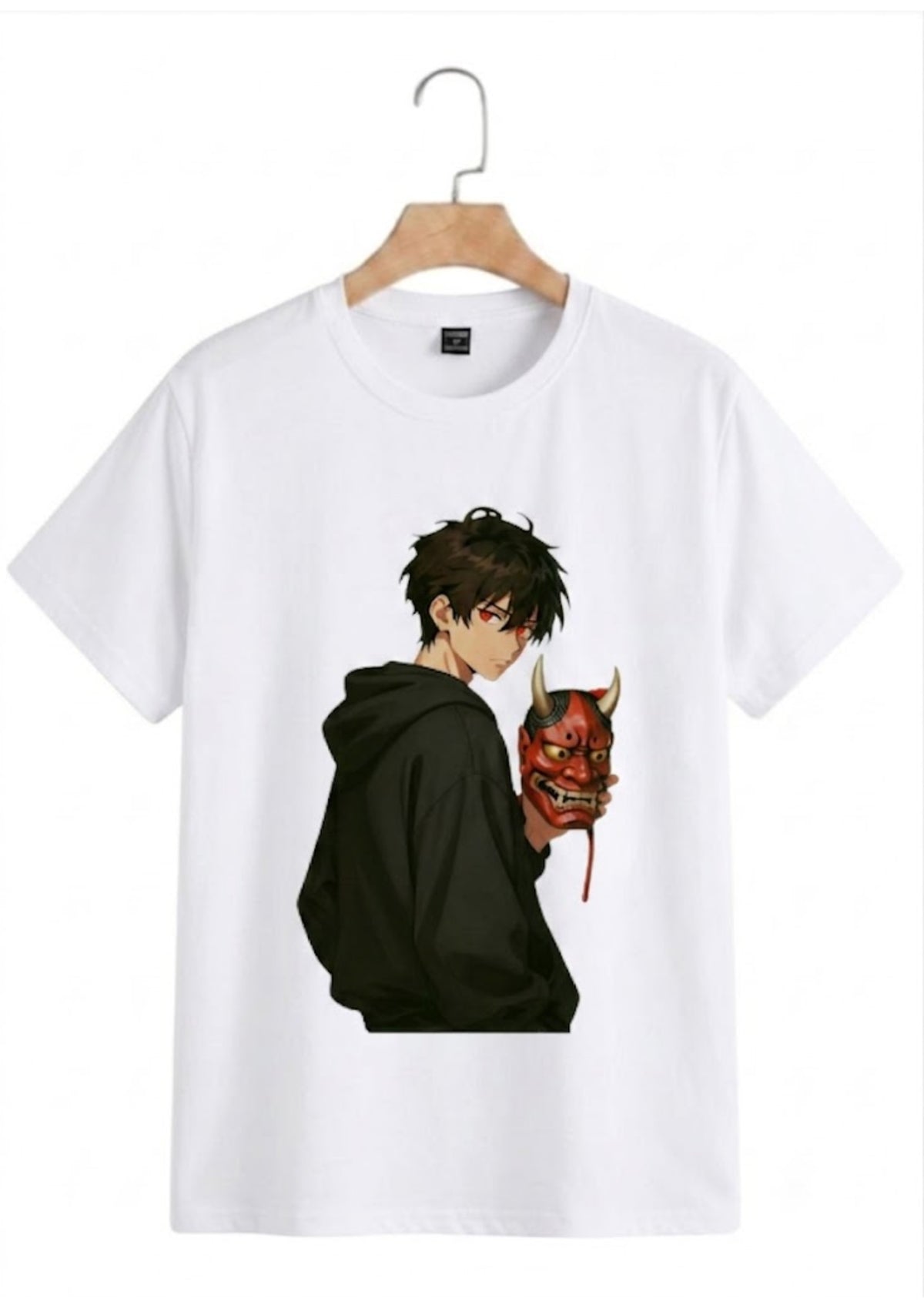 Anime Oni Mask Graphic Oversized T-Shirt for Men | 100% Cotton | 220 GSM | Tee Firm