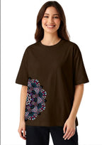 Half Mandala Graphic Oversized T-Shirt for Women | 100% Cotton | 220 GSM | Tee Firm