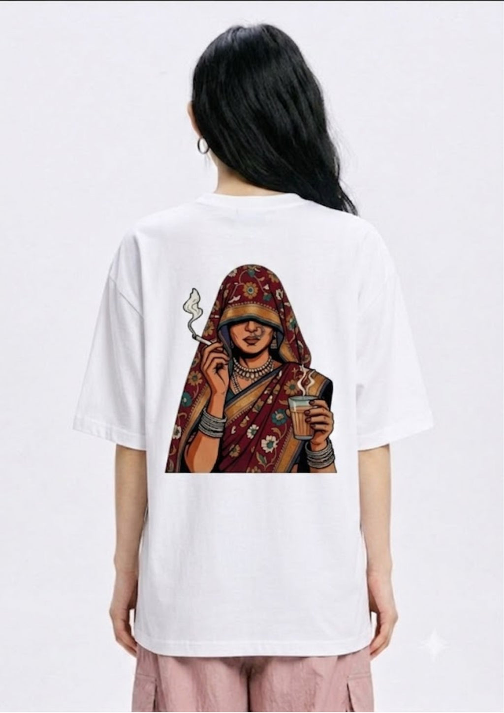 Desi Queen Back Print Oversized T-Shirt for Women | 100% Cotton | 220 GSM | Tee Firm