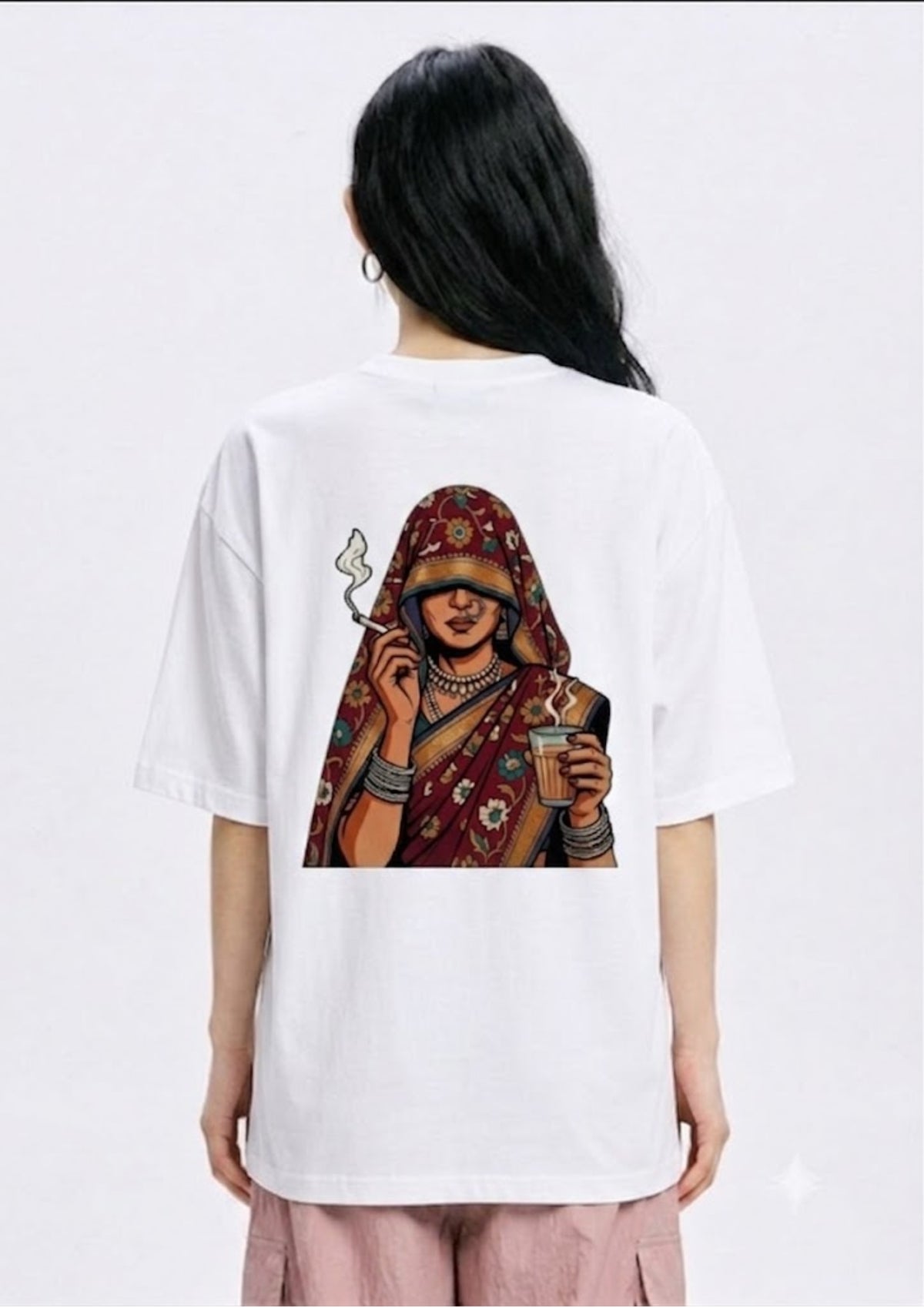 Desi Queen Back Print Oversized T-Shirt for Women | 100% Cotton | 220 GSM | Tee Firm