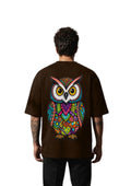 Colorful Owl Graphic Oversized T-Shirt for Men | 100% Cotton | 220 GSM | Tee Firm