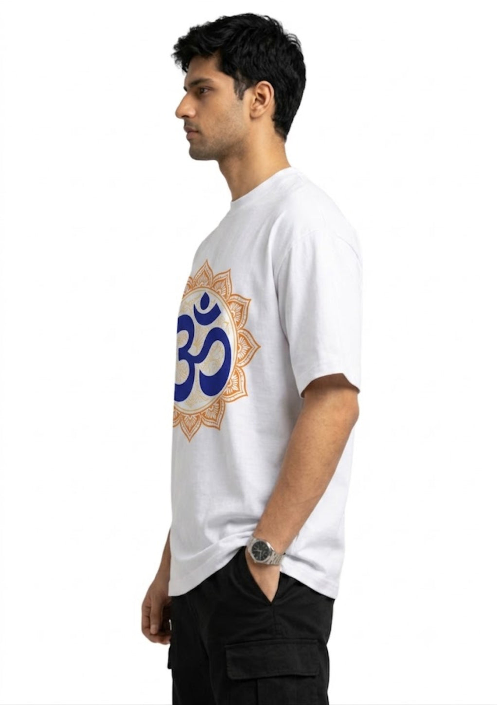 Premium Om Graphic Oversized T-Shirt for Men | 100% Cotton | 220 GSM | Tee Firm