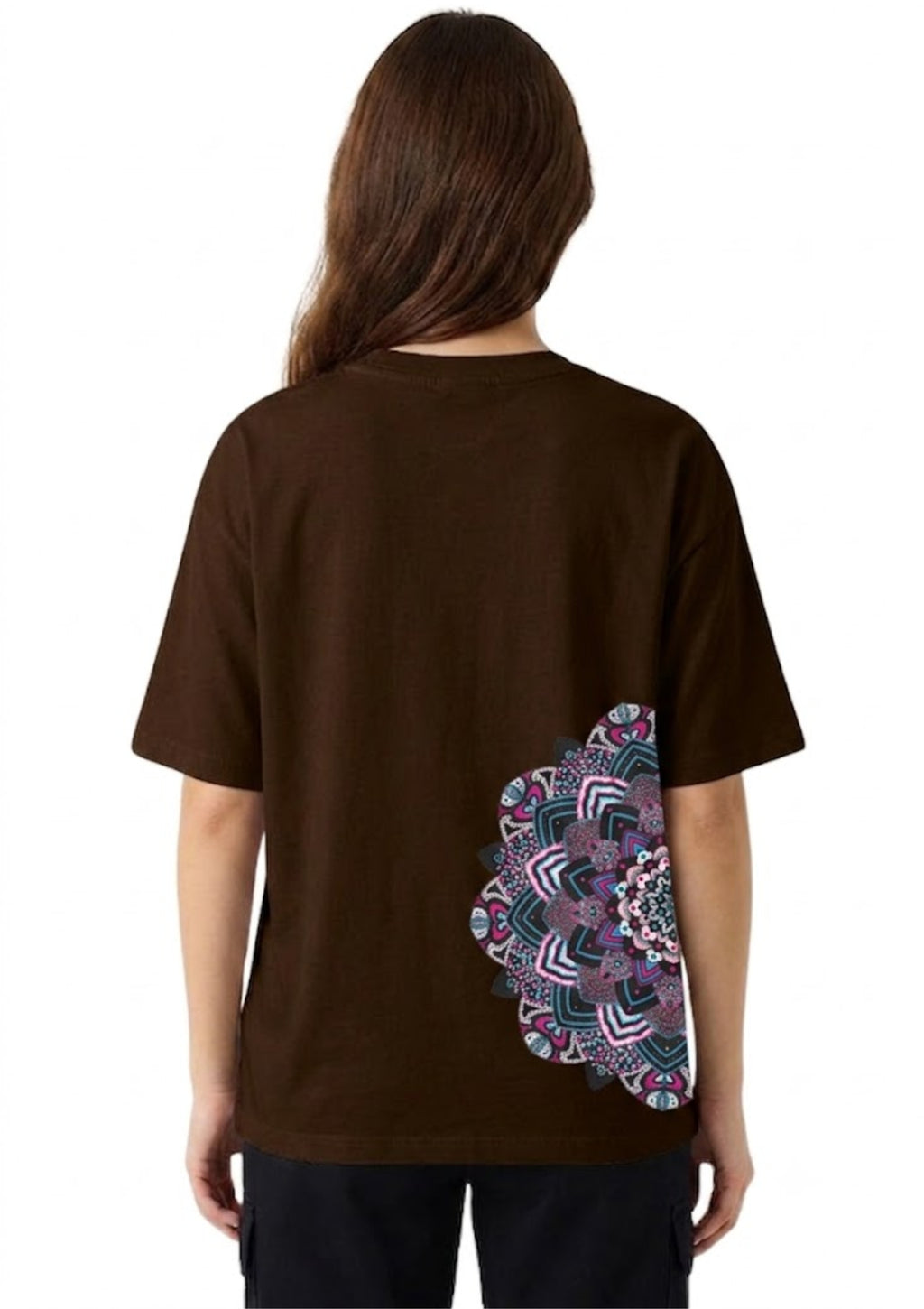Half Mandala Graphic Oversized T-Shirt for Women | 100% Cotton | 220 GSM | Tee Firm