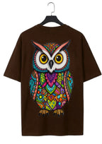 Colorful Owl Graphic Oversized T-Shirt for Men | 100% Cotton | 220 GSM | Tee Firm