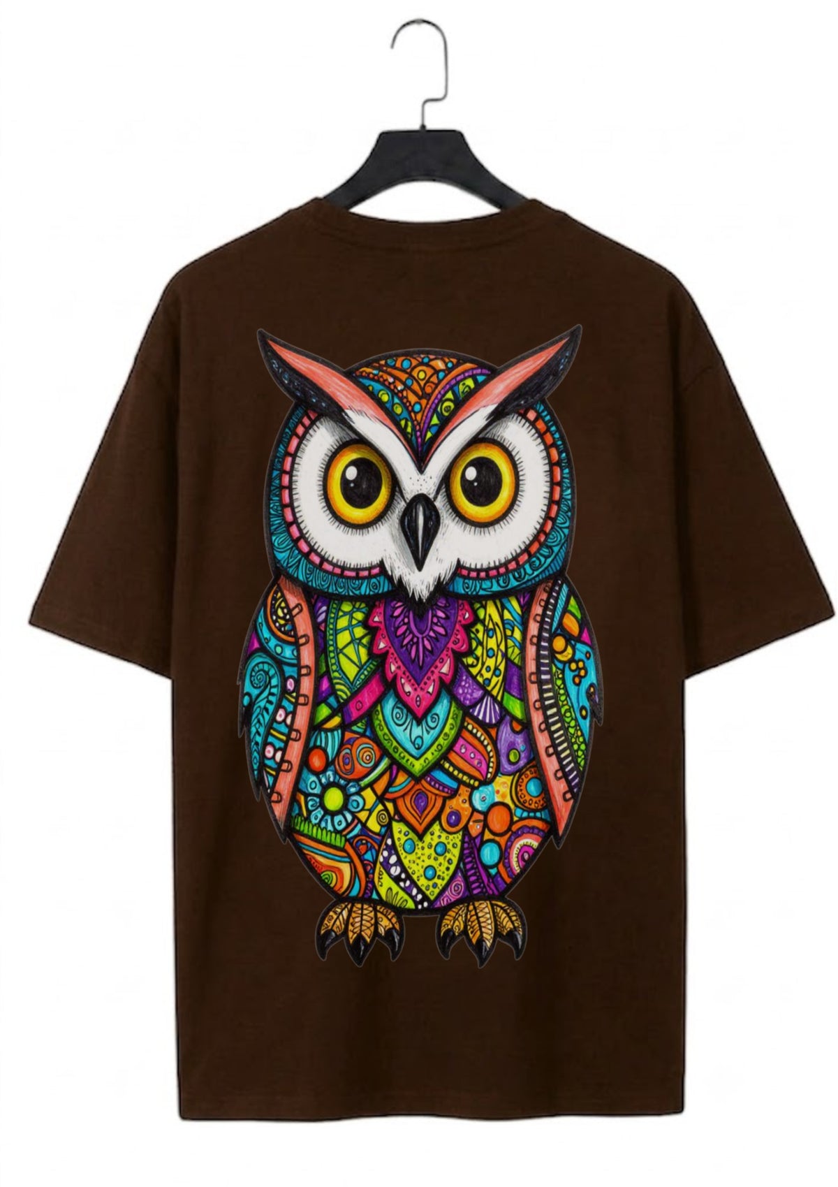 Colorful Owl Graphic Oversized T-Shirt for Men | 100% Cotton | 220 GSM | Tee Firm