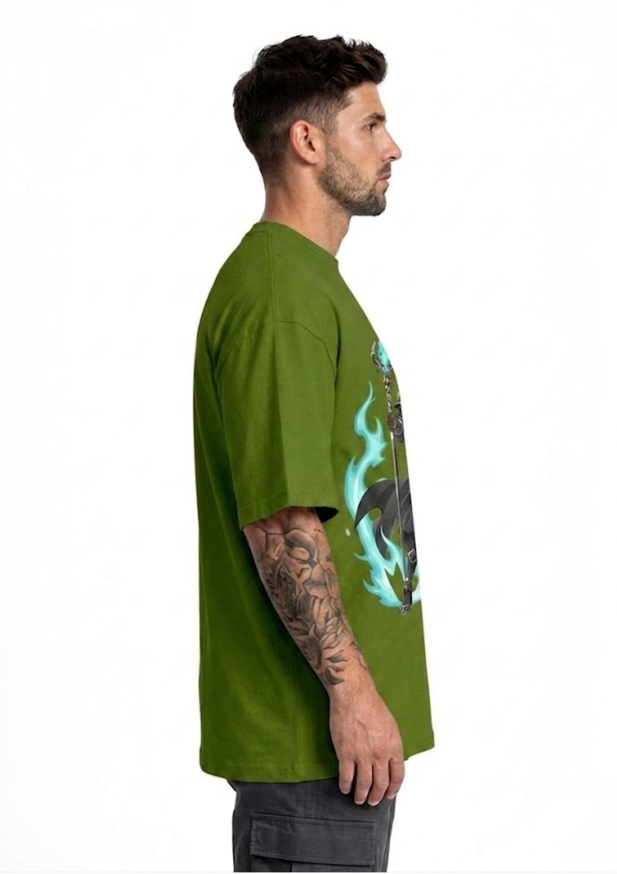 Anime Warrior Graphic Oversized T-Shirt for Men | 100% Cotton | 220 GSM | Tee Firm