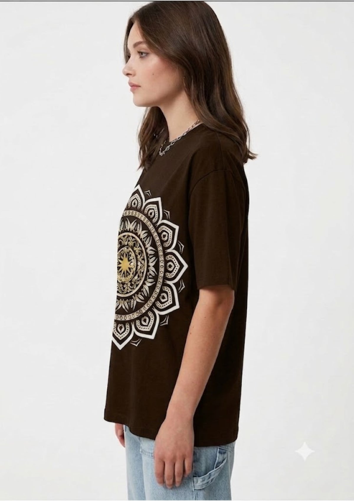 Mandala Graphic Oversized T-Shirt for Women | 100% Cotton | 220 GSM | Tee Firm