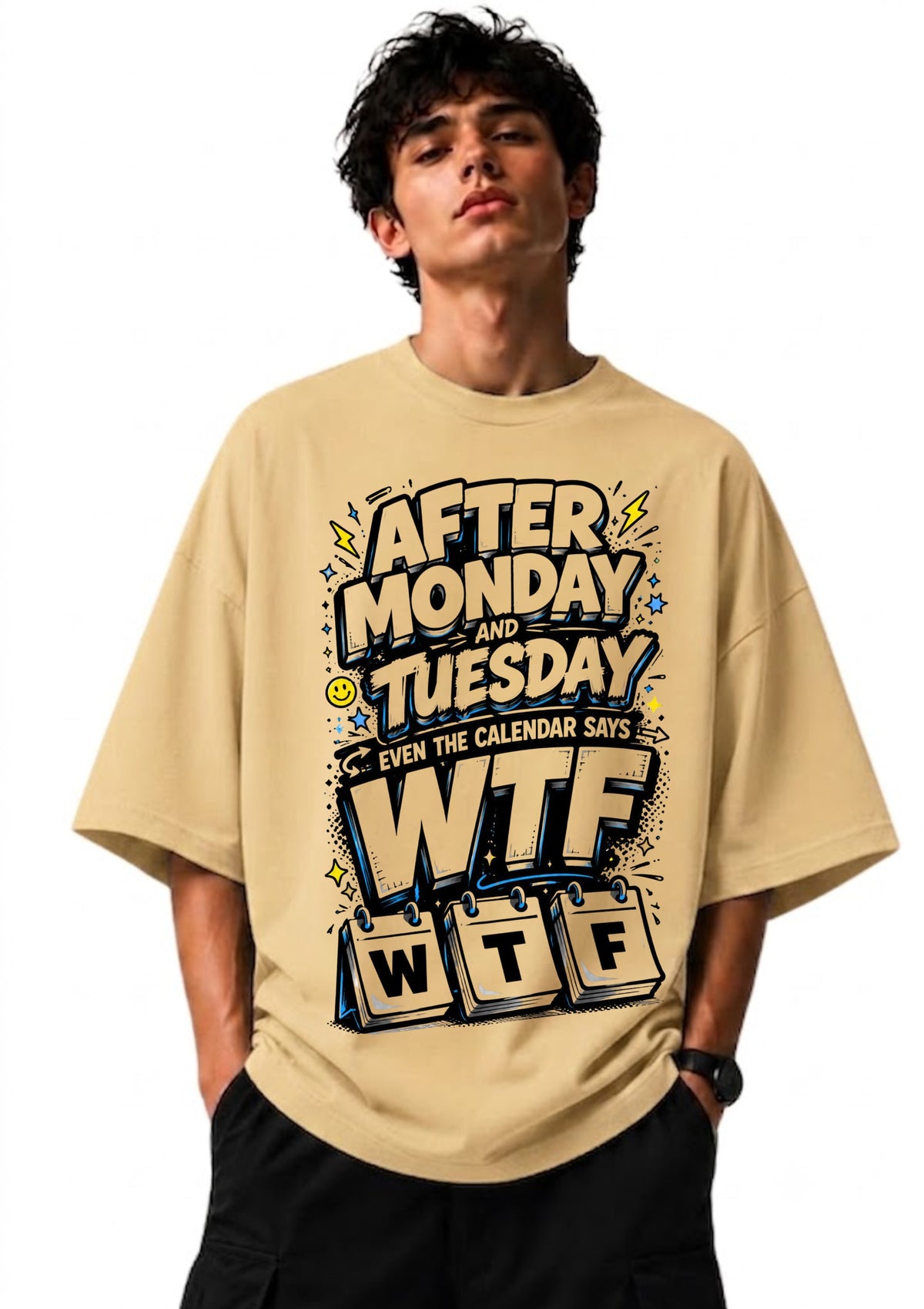 WTF Quote Graphic Oversized T-Shirt for Men | 100% Cotton | 220 GSM | Tee Firm